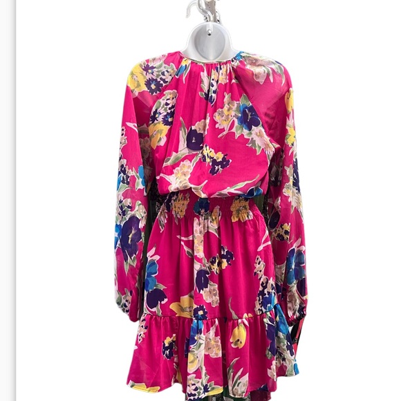 NWT Ralph Lauren Women's Floral Georgette Long Sleeve Dress Sz 2 $185 - Picture 7 of 12